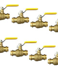 Half Inch Brass Ball Valve With Press Shut Off No Fuss Install EPDM O Ring Fits Both Ends For PEX Tubing Pack of Ten
