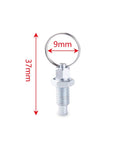 Heavy Duty M6 Stainless Steel Spring Plungers With Pull Ring 4 Pack Non Locking Telescopic Thumb Pins showing 37mm length and 9mm pull ring.