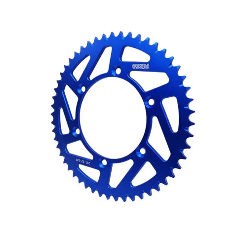 Heavy Duty Rear Drive Sprocket With 52 Teeth Ready To Rip Up The Trails And Shift Smooth On Gnarly Terrain Built From Cold Rolled Steel, blue finish.