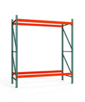 Top Shelf 48 Inch Deep By 120 Inch Wide Two Tier Pallet Rack Starter Unit With Heavy Duty Steel Frame Rust Resistant warehouse storage setup.