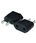 EU To US Travel Power Adapter Converter 600W AC Power Plug, Dual Pack, Compact Black, side by side view.