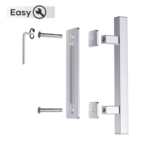 12 Inch Stainless Steel Sliding Barn Door Handles And Pulls Double Sided Hardware Set Built Tough Brushed Finish
