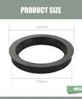 Heavy Duty Hub Centric Rings 2.87 Inch OD 2.36 Inch ID clearly displayed with dimensions for small passenger cars in black.
