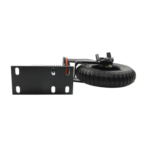 Side view of Heavy Duty Gate Caster Wheels With Adjustable Side Brake Built Tough Rolling Gate Hardware, 8 Inch tire.