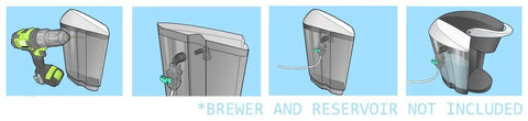 Installation of DIY valve from Filtered Water Refill Kit For Keurig Home Brewers on coffee maker reservoir, quick refills shown