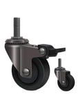 Four Piece Pack Of Heavy Duty Furniture Casters Featuring 1 Inch Silent Rubber Wheels Threaded Mounts Secure Brake Smooth Glide Daily Built Tough A Real Deal Home Upgrade close-up of casters with threaded mounts and brake