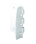 Side view of Flip Action Privacy Door Lock Reversible White Interior Security Lock With Anti Lockout Screw for child safe mode