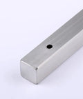 Rock Solid Two Pack Heavy Duty Wall Mounted Shelf Brackets Crafted From Brushed Stainless Steel, showing flat edge and mounting hole.