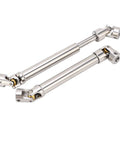 Two Pack Stainless Steel M4 RC Drive Shaft For 1/10 Scale Crawlers, Universal Round Brass Ball Joint With Six Tooth Spline, 113mm Length