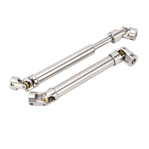 Two Pack Stainless Steel M4 RC Drive Shaft For 1/10 Scale Crawlers, Universal Round Brass Ball Joint With Six Tooth Spline, 113mm Length