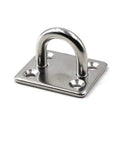 Rock Solid 304 Stainless Steel M10 Ceiling Hooks With Screws For Yoga Ropes close-up image showing the steel mounting plate and loop.