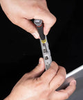 Person using Tiny 8 Piece Mini Precision Screwdriver Set For Electronics And Terminal Blocks With Cushion Grip Handles on a device
