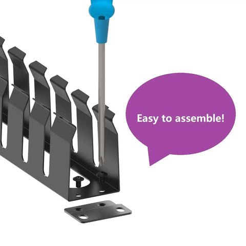 2 Pack All Metal 1U Horizontal Rack Mount Cable Manager With 12 Big Finger Slots for 19 Inch Server Racks easy assembly