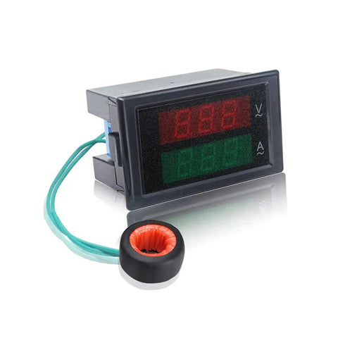 2in1 Digital AC Voltmeter Ammeter 80V-300V 0-100A Panel Meter With LED Display Dual Color Readouts Current Transformer CT