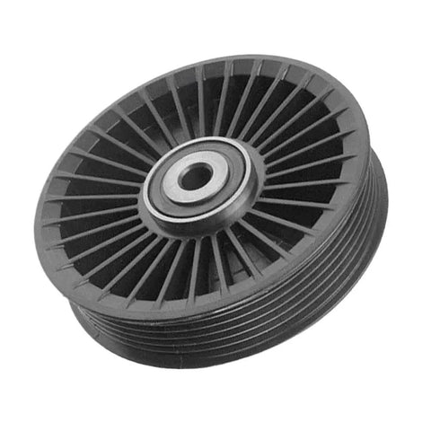 Premium Drive Belt Tensioner Idler Pulley That Fits Mercedes C204 W212 X166 Models Including S300 S350 S550 GL450 With Exact Part Number A6112340193 And 6112340193, showing side view with detailed grooves.