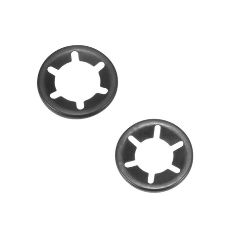 Internal Tooth Lock Washers Set, 40 Pcs, M14 X 28mm And M16 X 28mm, detail of two washers, push on retaining clips, 65Mn steel