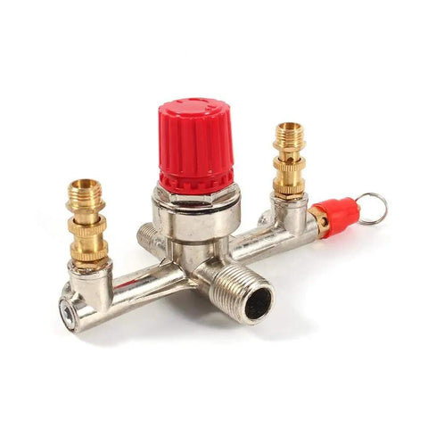 Dual Outlet Alloy Air Regulator Valve For Piston Type Compressors With V Ring Seal Fast Decompression High Precision Pressure Regulation