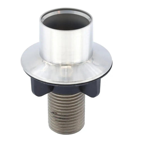 Heavy Duty Universal Faucet Hose Guide In Brushed Nickel with anti-fray core, featuring a sturdy mount for kitchen sink sprayer.