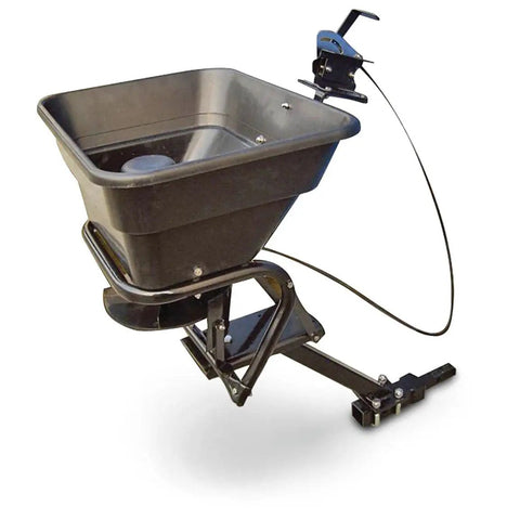UTV And ATV Receiver Mount Broadcast Spreader Seeder For Easy Lawn And Garden Seeding 80 Pound Capacity 12 Volt Power