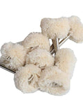 Front view of 1-inch wool felt buffing wheels on 3mm shanks for rotary tools, 50-piece set