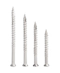Heavy Duty Stainless Steel Self-Tapping Screws Kit For Wood Decks With Flat Head Phillips Drive, 40mm 5x40 Size, Zinc-Plated For Rust Resistance, No Pre-Drill Self-Drilling Tip, 40-Piece Pack For Bulk Projects And Quick Assembly, four silver deck screws