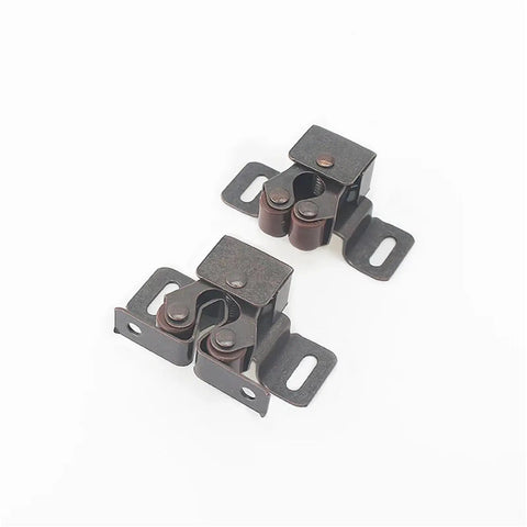 Double Roller Cabinet Door Catch Ball Latch In Copper Tone With Prong, 34 By 32 Mm, 13 Mm Projection, Pack Of 20
