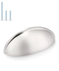 5 Pack Brushed Nickel Cup Cabinet Pulls With 3 Inch Hole Centers And 3.7 Inch Overall Length Zinc Alloy Drawer Handles