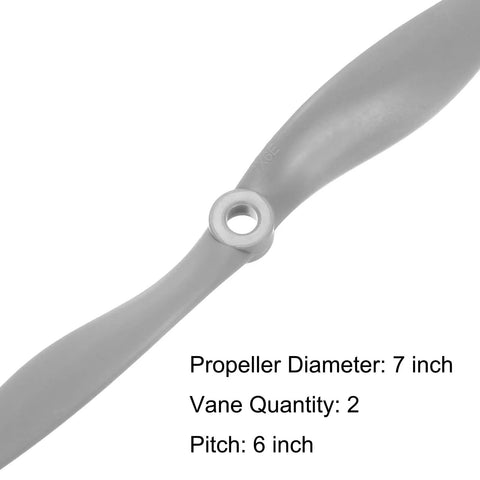 Two Pack 7x6 Inch RC Propeller Set With Gray 2 Vane Blades And Adapter Rings For RC Airplane Aircraft Replacement Propellers Easy Install