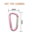 3 Inch Aluminum Carabiner Keychain Set In Pink, Workhorse D Shape D-Ring Clip, 76mm x 40mm dimensions, not for climbing