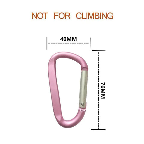 3 Inch Aluminum Carabiner Keychain Set In Pink, Workhorse D Shape D-Ring Clip, 76mm x 40mm dimensions, not for climbing