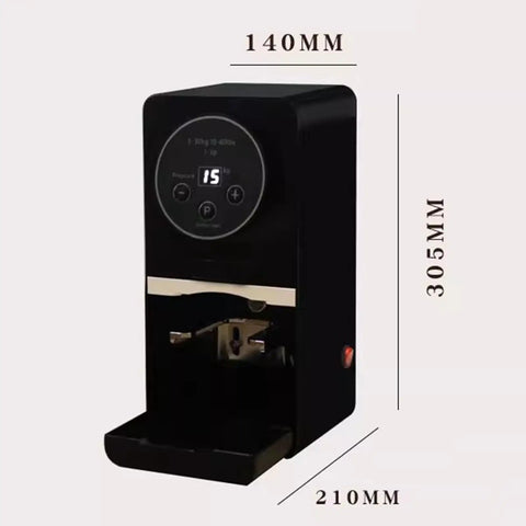 Next Level Electric Coffee Tamper 58mm Semi Automatic Espresso Press with digital display and polished stainless steel base.