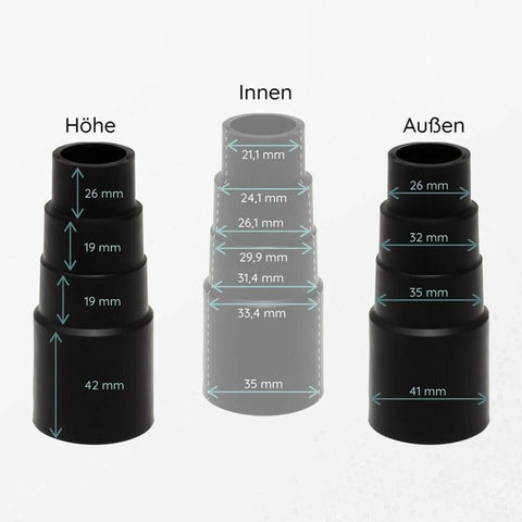 Vacuum hose adapter sleeve for Festool; black PVC reducer for 21–35 mm hoses, front view.