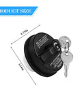 Locking Gas Cap With Key For Cars, Heavy Duty Fuel Cap Replacement OEM 12495845, ABS Plastic Tank Cap, product size view