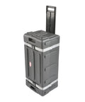 Smooth Ride Mid Size Drum Hardware Case With Roll Along Wheels And Easy Grip Pull Handle For No Sweat Gig Moves Heavy Duty Molded Shell.