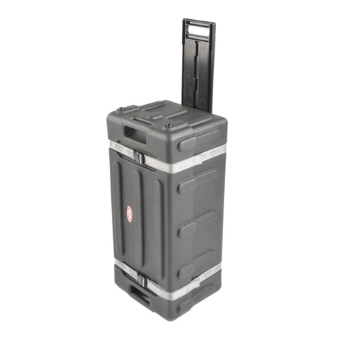 Smooth Ride Mid Size Drum Hardware Case With Roll Along Wheels And Easy Grip Pull Handle For No Sweat Gig Moves Heavy Duty Molded Shell.
