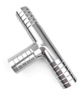 Top Shelf SUS304 Stainless Steel Y Shaped Hose Barb Tee Three Way Pipe Splitter Fitting view from above, for 8mm to 108mm sizes.