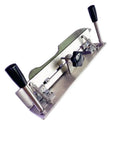 Pro Grade Knife Sharpening Jig For Belt Grinders And Sander with Stainless Steel and Dual Arm Grips in white background.