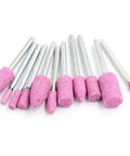 Heavy Duty Abrasive Mounted Stone Points Rotary Tool Bits For Electric Grinding And Polishing Chrome Corundum Cylinder Head Kits Compatible With Rotary Power Tools 10 Piece Set in pink.