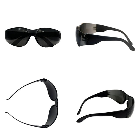 Heavy Duty Protective Safety Glasses Featuring Kickass Impact Resistance And ANSI Certification For Construction Crews and Workshop Pros, black frames angled view.