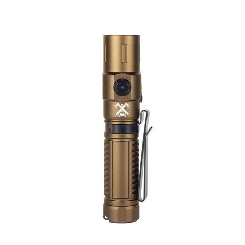 Beast Mode Bright 2403 Lumen USB C Rechargeable Flashlight With CREE XHP 35.2 LED 731 Ft Beam Desert Tan Cool White