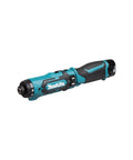 Super Compact Cordless Pencil Drill Offering Slick Ratchet Action And 21 Position Torque Control Built Tough For Cramped Spaces And Weekend Repair Work Lightweight Body With Handy Led Lamp at an angle showing controls and smooth design.