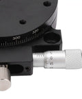 Close-up of micrometer drive on Beefy Manual Displacement Platform With R Axis Rotating Linear Stage And 360 Degree Sliding Table For Production Machinery RS60L Pro Grade Fine Tuning Optical Sliding Stage