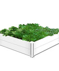 White Vinyl Raised Garden Bed Kit 4x4 Outdoor Above Ground Planter Box For Growing Vegetables and Herbs