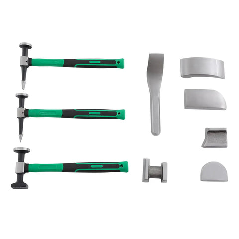 9 Piece Sheet Metal Repair Tools Set For Auto Body Dent Fixes, Durable 45 Steel Die Forged Kit With Leverage Tools For Easy Dent Smoothing, Rust Resistant Pro Grade Great For Home Garage Repairs, 9-piece dent repair tools