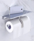 Heavy Duty Double Toilet Paper Holder With Phone Shelf Polished Chrome Dual Roll Tissue Dispenser Solid Brass Wall Mount For Home And Commercial Bathrooms Built To Last And Easy To Clean