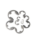 580 To 1000 Piece External Retaining Ring E Clip Circlip Washer Set In 304 Stainless Steel M1.2 To M15 Sizes arranged in a circle