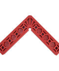 Squared Up 90 Degree Positioning Square Right Angle Splicing Clamp Kit Adjustable Woodworking Corner Fixture Pro Grade Jig For Cabinets Picture Frames No Hassle Setup Red Finish showing red ABS corner jig with dual rulers.