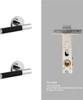 Brass Black Lychee Skin Door Lock Set Modern Style Interior Bedroom And Bathroom Dummy Handle in sleek silver finish