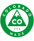Circular logo with 'Colorado Made, USA' in green and white print highlighting local production.