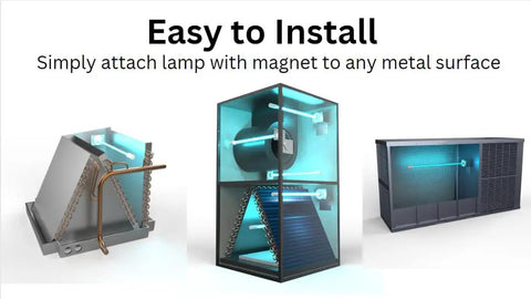 24V UVC Light For HVAC Coils Up To 5 Tons With Ballast And Magnetic Mount Bulb, simple install in AC ducts and coils